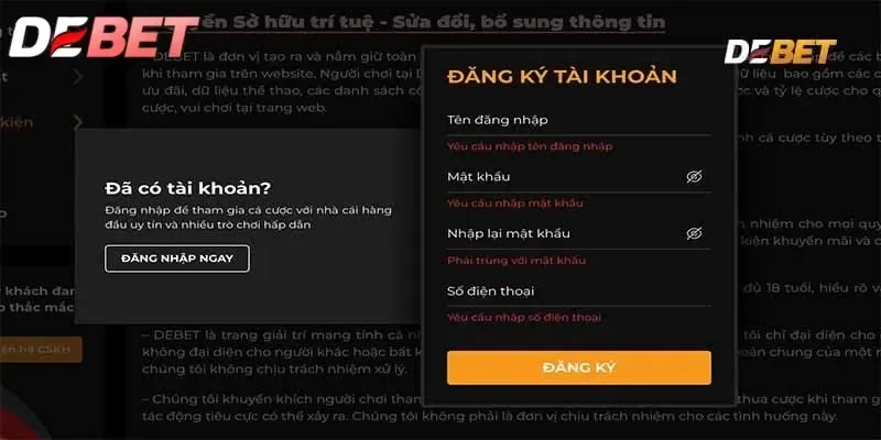 đăng nhập debet đăng nhập debet